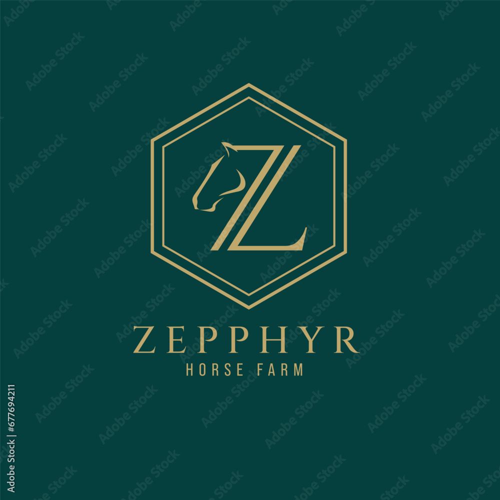 Elegant luxury letter Z monogram horse logo, letter Z horse logo, horse head logo Elegant luxury letter Z monogram horse logo, letter Z horse logo, horse head logo