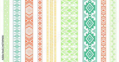 Embroidery ribbon vector patterns, lace seamless border, fashion edge stripes.