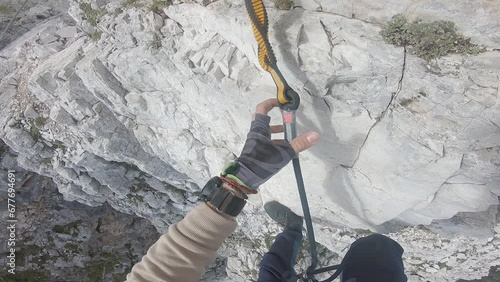 Via ferrata Ra Bujela in Dolomites, near Cortina di Ampezzo, Italy