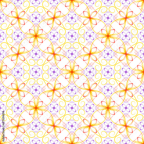 Modern art deco geometric floral vector seamless pattern. Fabric print design.