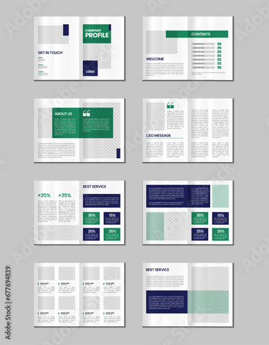 Company profile, multipage flyer brochure, 16 pages portfolio magazine, annual report, catalog and a4 multipage template design