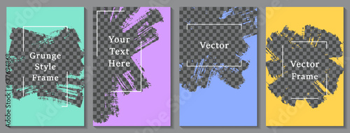 Brush stroke painted frame social media story post template set.