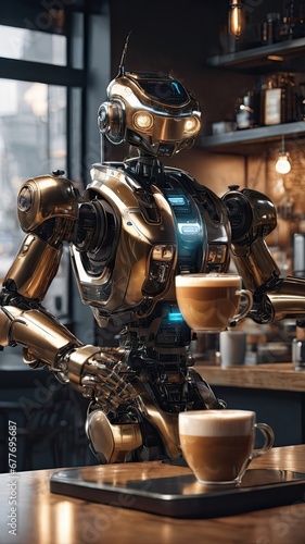robot making coffee © pla2u