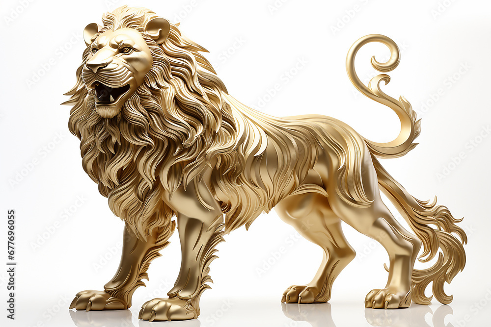 Leo zodiac symbol in gold tones on a white background Leo zodiac symbol in gold tones on a white background