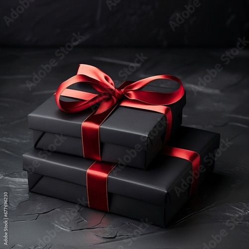 black gift box on black