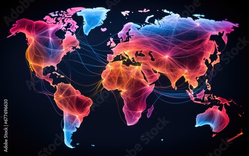Fototapeta Naklejka Na Ścianę i Meble -  A colorful world map at the black background.