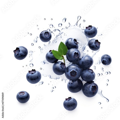 blueberries with water splash on white background, blueberries isolated on white background, blueberries falling into water, blueberries in splash isolated, blueberries in water splash,easy to cut out