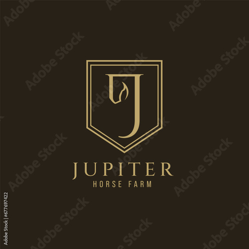 Elegant luxury letter J monogram horse logo, letter J horse logo, horse head logo (1)