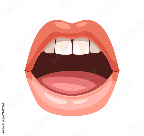 Red lips concept. Beauty, aesthetics and elegance. Make up and glamour. Sexy woman or girl. Graphic element for website. Cartoon flat vector illustration isolated on white background