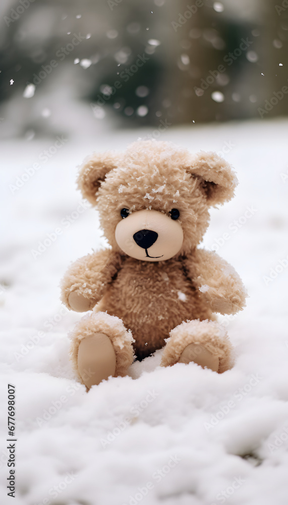 teddy bear in the snow teddy bear in the snow