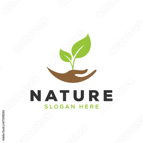 Ecological environment logo design. Natural care logo design