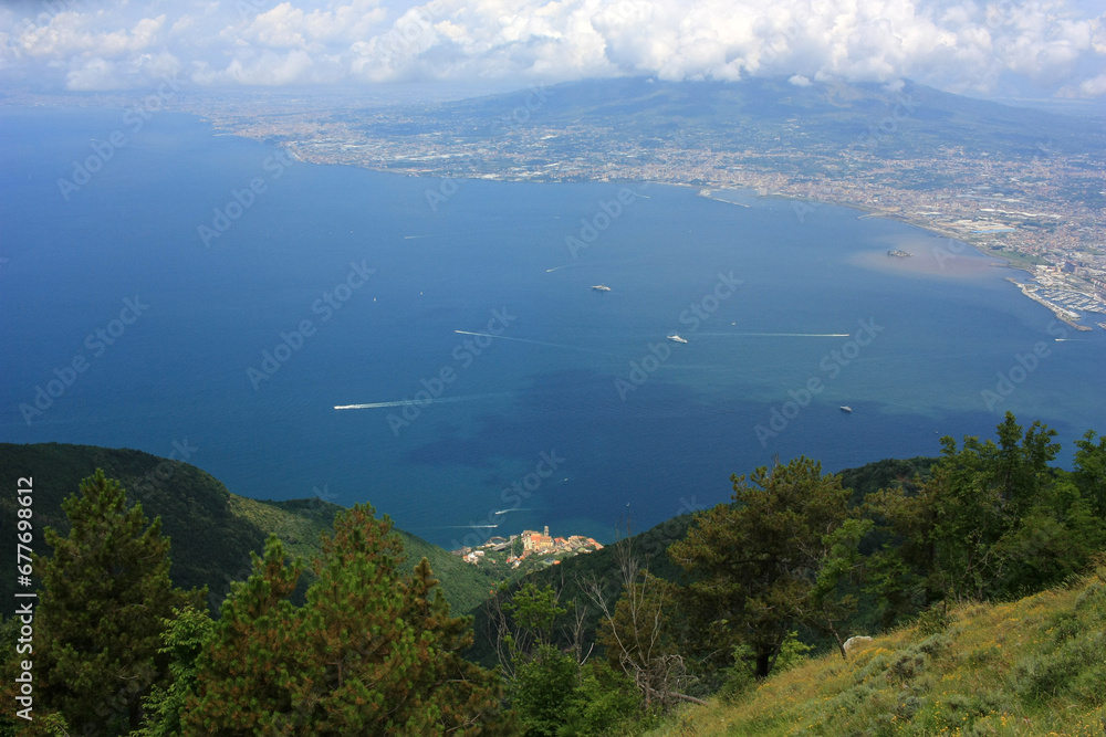 Panoramic view of the coast of the island of Corfu, Greece