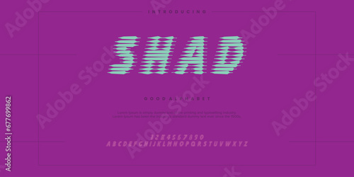 Shad Modern abstract digital alphabet font. Minimal technology typography, Creative urban sport fashion futuristic font and with numbers. vector illustration
