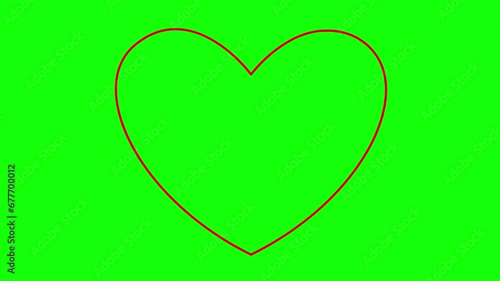 Animated red linear pounding heart. Looped video of beating heart