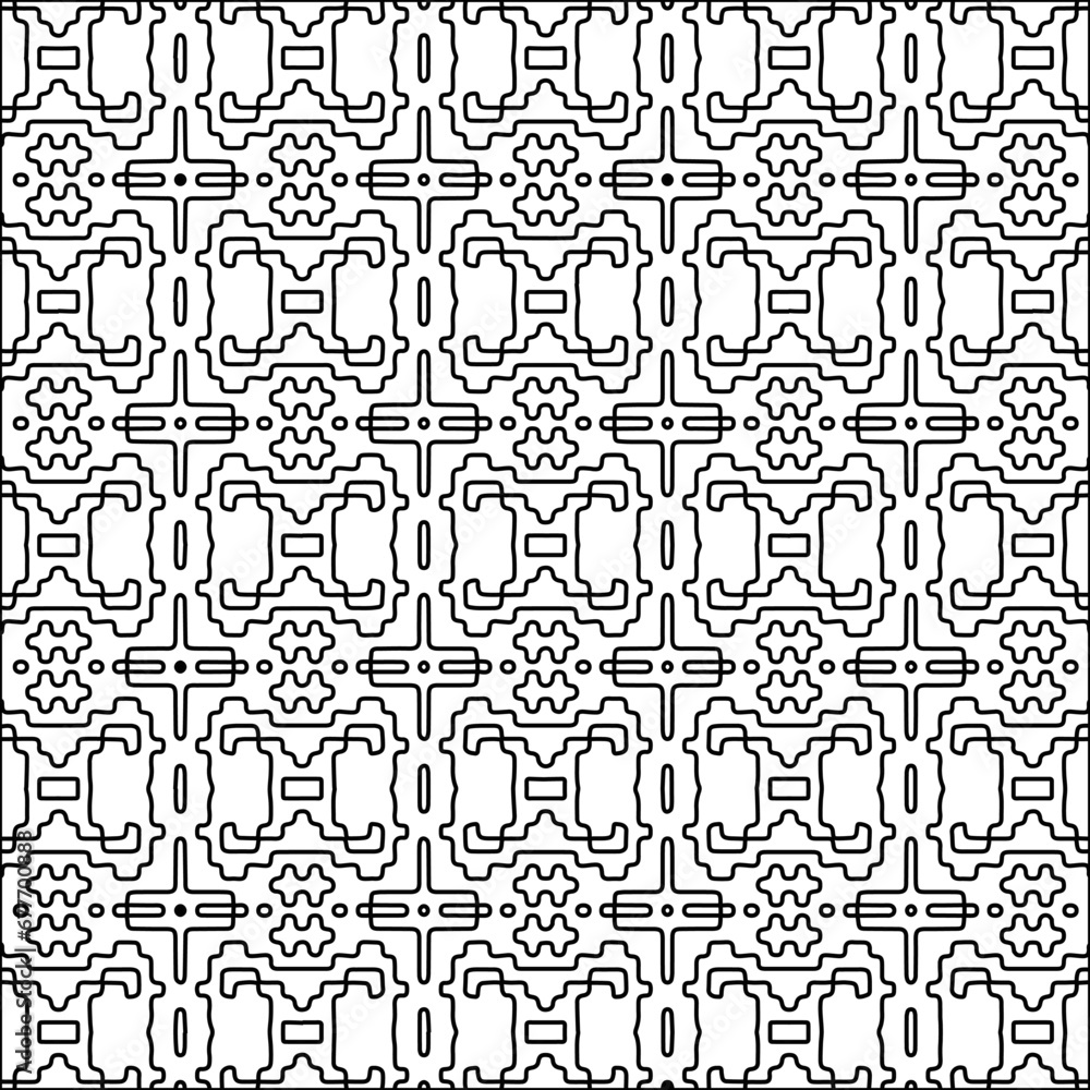 Black lines on white background.
Wallpaper with figures from lines. Abstract geometric black and white pattern for web page, textures, card, poster, fabric, textile. Monochrome design. Black lines on white background.
Wallpaper with figures from lines. Abstract geometric black and white pattern for web page, textures, card, poster, fabric, textile. Monochrome design.
