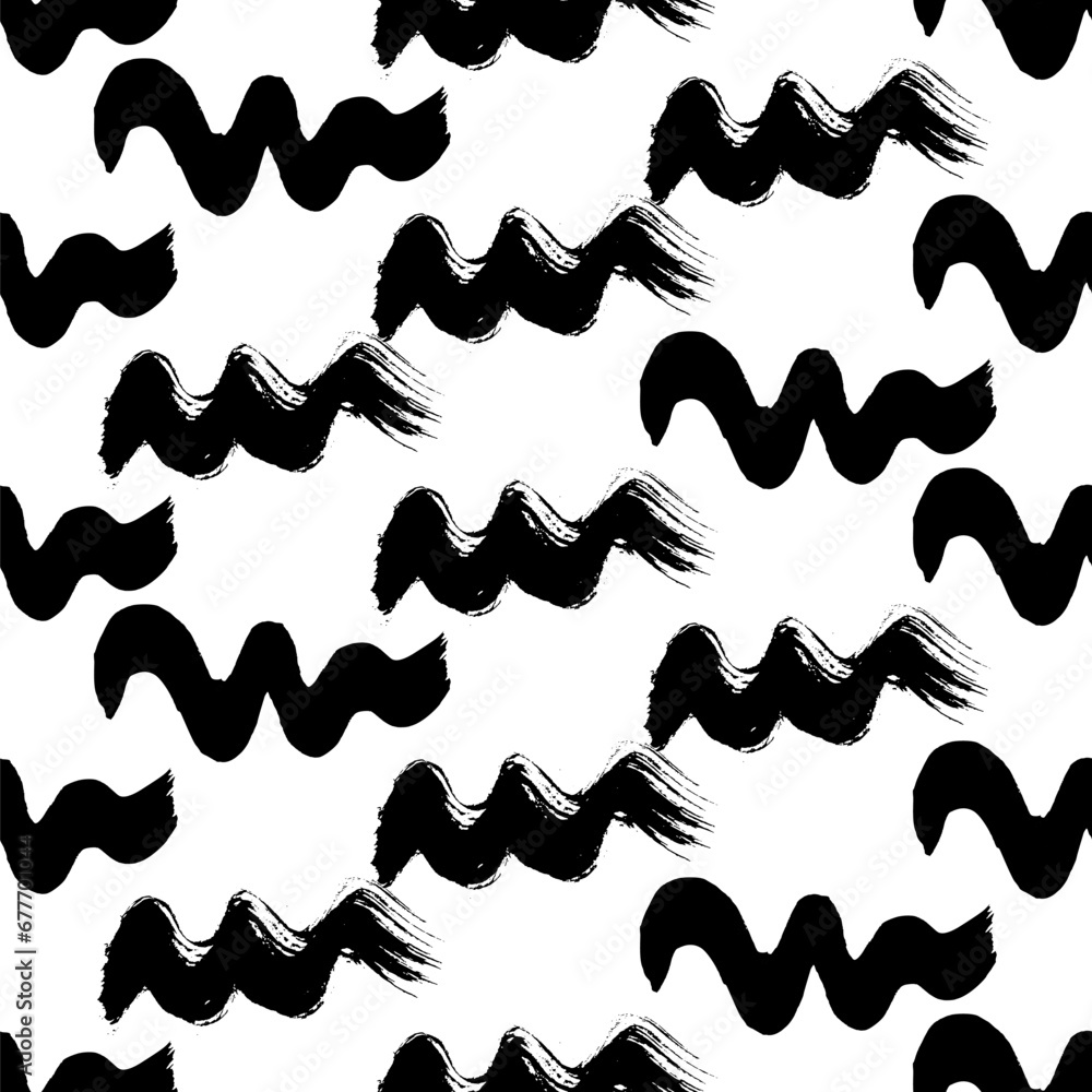 Seamless pattern with black wavy grunge brush strokes Seamless pattern with black wavy grunge brush strokes
