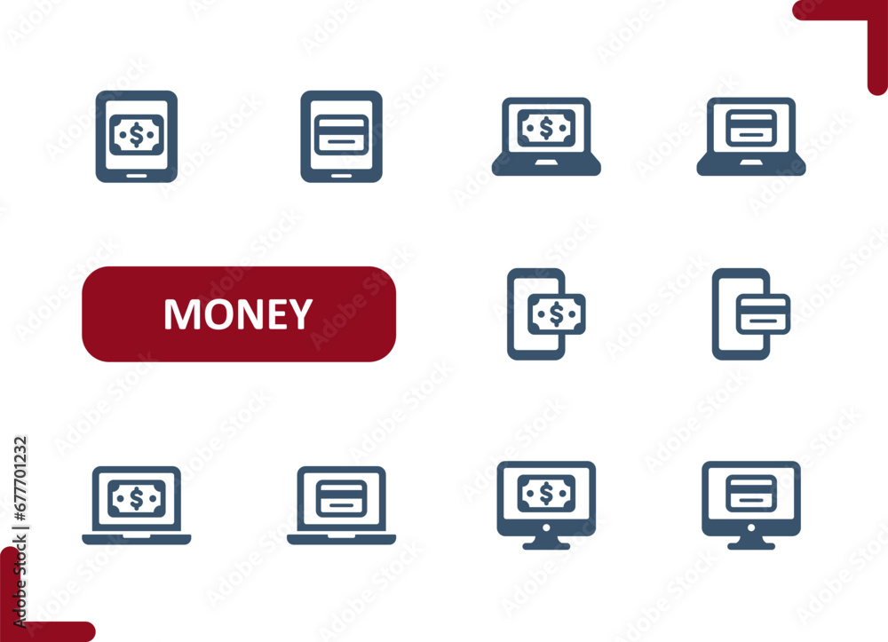 Money Icons. Cash, Buy, Buying, Pay, Paying, Online Shopping, E-commerce, Internet Banking Icon