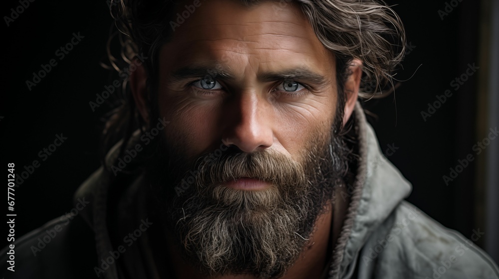 AI generated illustration of a mature man with a beard and beautiful eyes AI generated illustration of a mature man with a beard and beautiful eyes