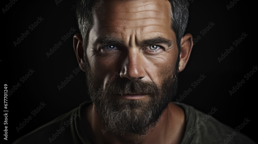AI generated illustration of a mature man with a beard and beautiful eyes AI generated illustration of a mature man with a beard and beautiful eyes