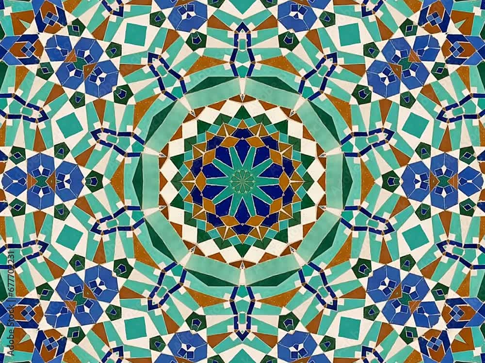 full frame shot of Moroccan traditional mosaic called Zelige with abstract effect full frame shot of Moroccan traditional mosaic called Zelige with abstract effect