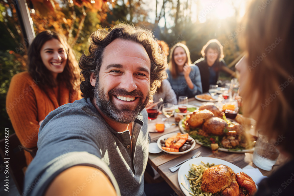 Generative AI portrait of served table thanksgiving dinner family meeting gathering Generative AI portrait of served table thanksgiving dinner family meeting gathering