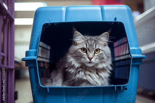 cat in pet carrier