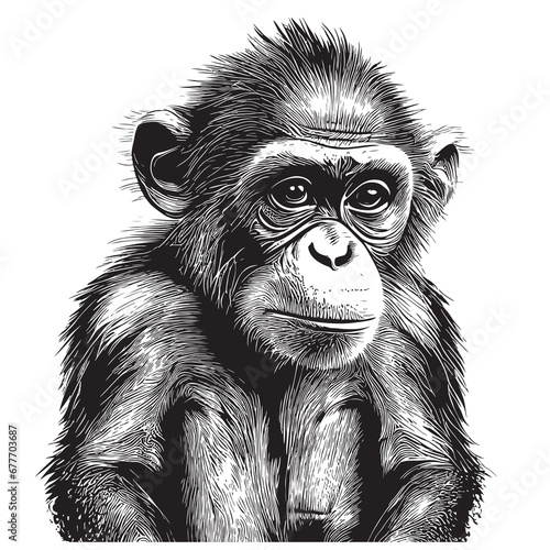 Smart Monkey sketch hand drawn in doodle style illustration