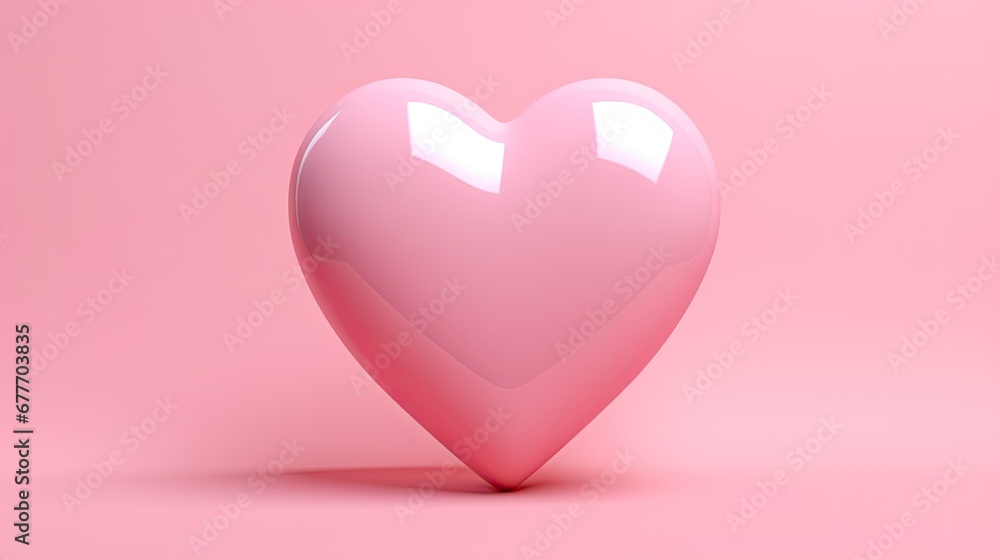  a pink heart shaped object sitting on top of a pink surface in the middle of the image is the shape of a heart with a shadow on a pink background.  generative ai