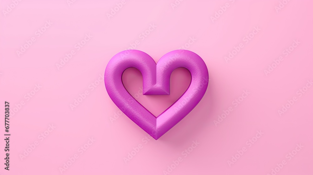  a purple heart on a pink background with a ribbon in the shape of a bow and a ribbon in the shape of a heart on top of a pink background.  generative ai