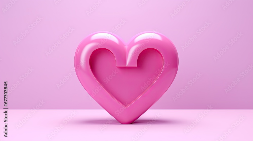  a pink heart shaped object in the middle of a pink background with a shadow of a heart in the middle of the image, on a pink background is a.  generative ai