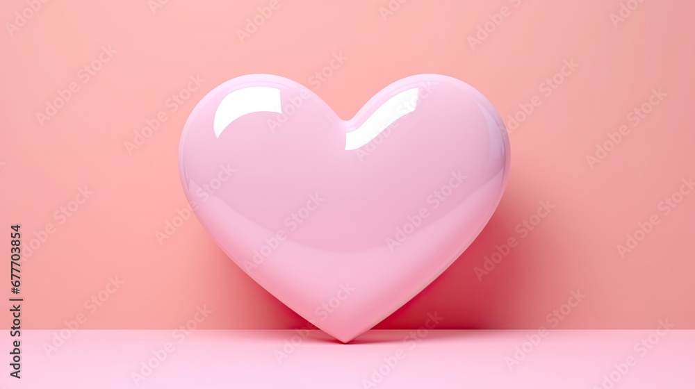  a pink heart shaped object sitting on top of a pink surface with a pink wall in the background and a light pink wall in the center of the image is a.  generative ai