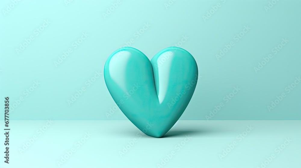 a blue heart shaped object sitting on top of a blue table next to a light green wall with a shadow on the floor and a light blue wall behind it. generative ai a blue heart shaped object sitting on top of a blue table next to a light green wall with a shadow on the floor and a light blue wall behind it. generative ai
