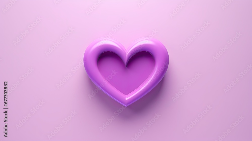  a purple heart shaped object sitting on top of a pink surface with a shadow of a person's head in the middle of the heart, on a pink background.  generative ai