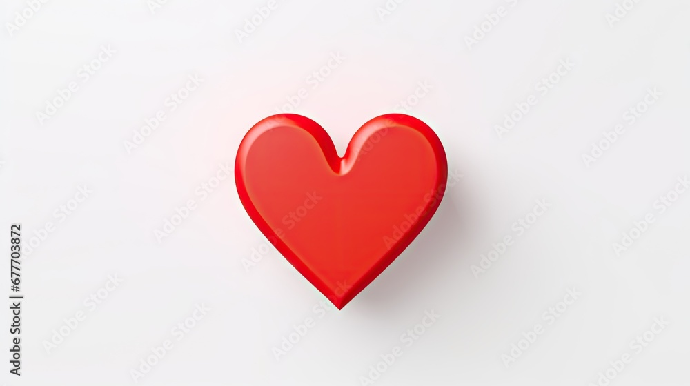  a red heart shaped object sitting on top of a white surface in the middle of the image is the shape of a red heart on top of a white background.  generative ai
