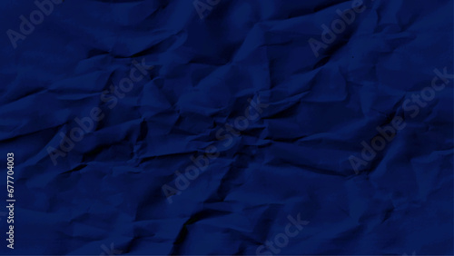 Blue сlean crumpled paper background. Horizontal crumpled empty paper template for posters and banners. Vector illustration