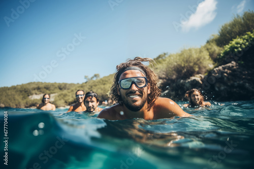 people in the sea, snorkeling