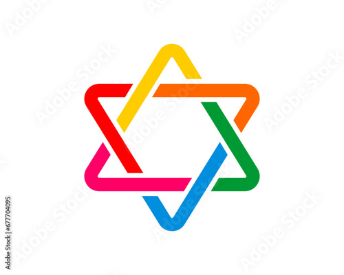 Star line with rainbow color vector shape icon logo