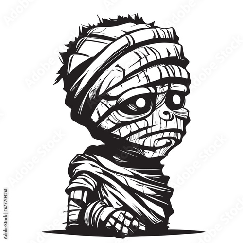 Cute mummy cartoon sketch hand drawn in doodle style illustration