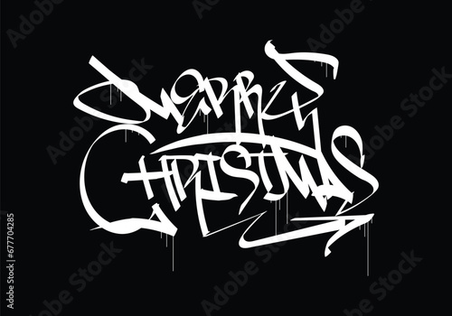 black white MERRY CHRISTMAS graffiti tag