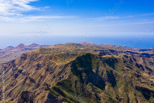 Aerial view of Serra Malagueta natural parc in Santiago island in Cape Verde - Cabo Verde
