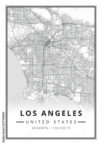 Street map art of Los Angeles city in USA - United States of America - America