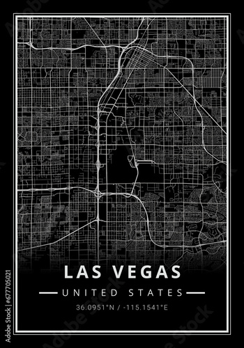Street map art of Las Vegas city in USA - United States of America - America