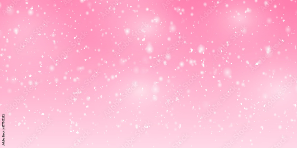 White snow on pink rose quartz vector flat design background.