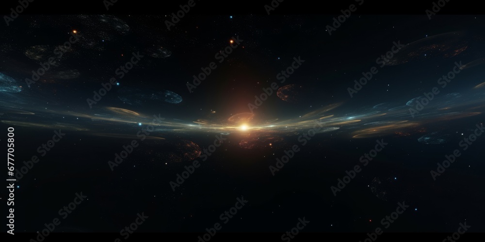 nebula with stars, 8K 360 degree panorama (glowing colourful 3d space environment render map, spherical equirectangular hdri background), Generative AI - obrazy, fototapety, plakaty 