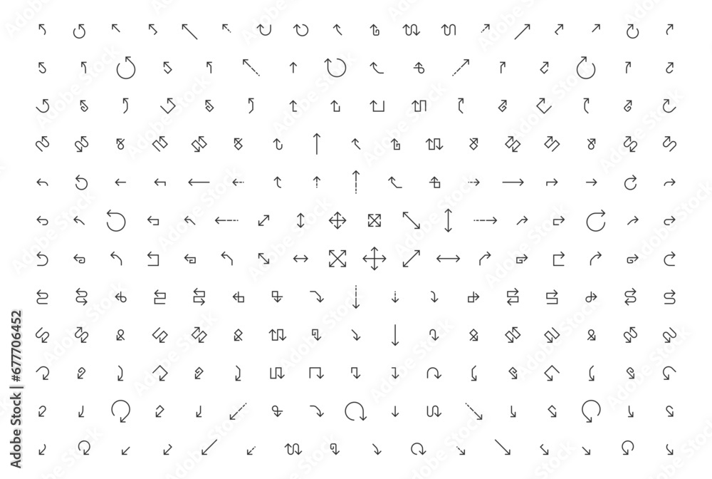 Thin arrow set vector symbol. Arrows line icon collection. Right Thin arrow set vector symbol. Arrows line icon collection. Right