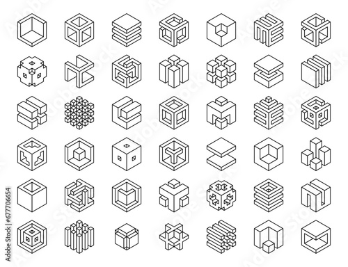Set cubes vector icon. Cube logo template