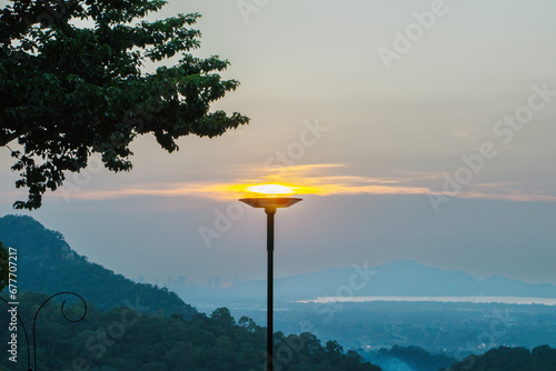 Solar cell yard lamp Take pictures during the evening sun. It's similar to the torch opening a sports event.