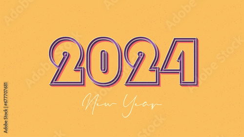 2024 Happy New Year celebration with minimal design. Premium vector design for poster, banner, greeting and new year 2024 celebration.