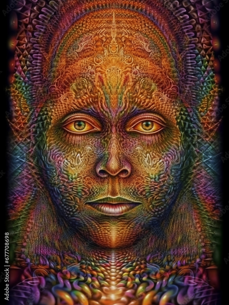 face of buddha psychedelic Hippy design, ai generated, trippy biddism face of buddha psychedelic Hippy design, ai generated, trippy biddism