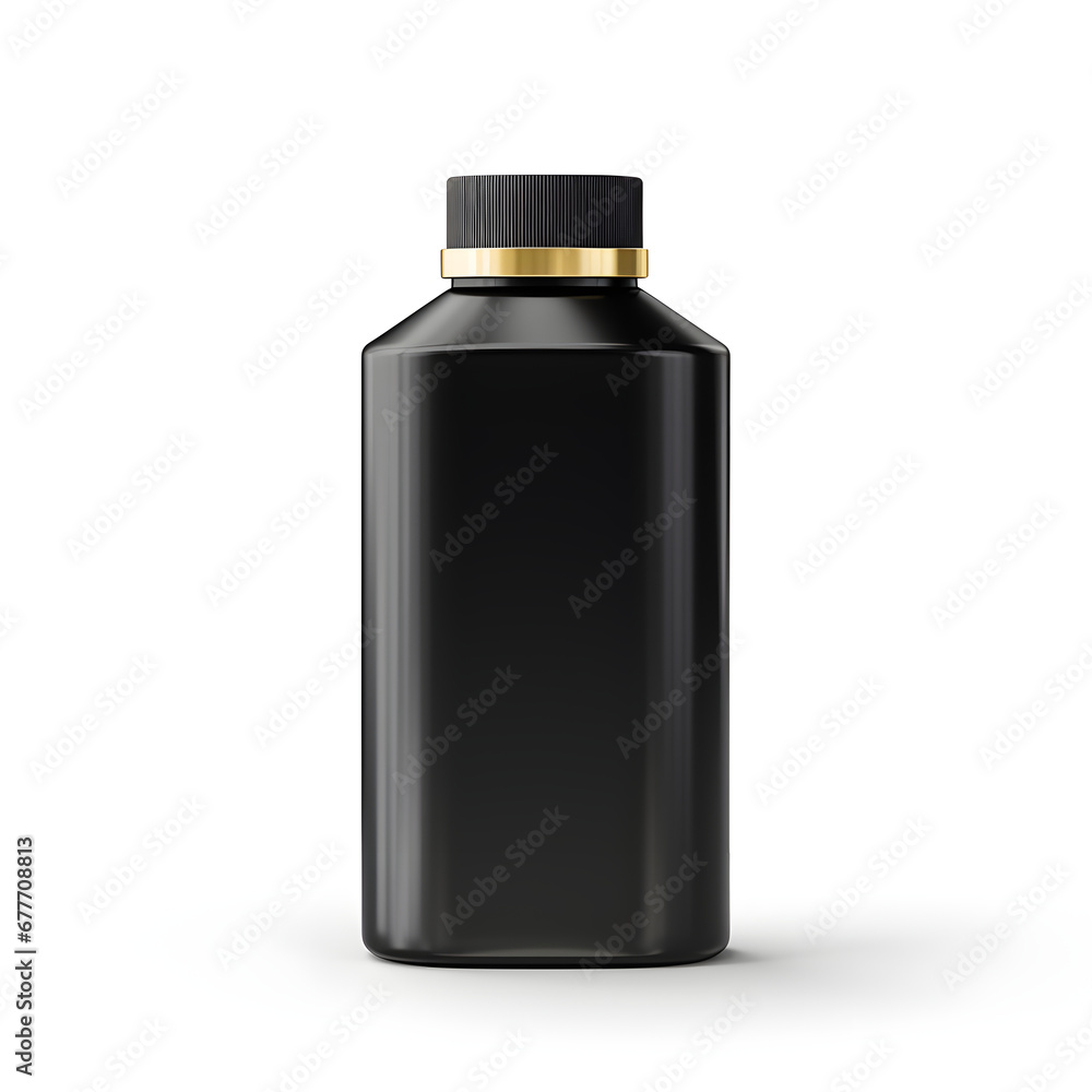 Black glue adhesive bottle with gold top white background Black glue adhesive bottle with gold top white background